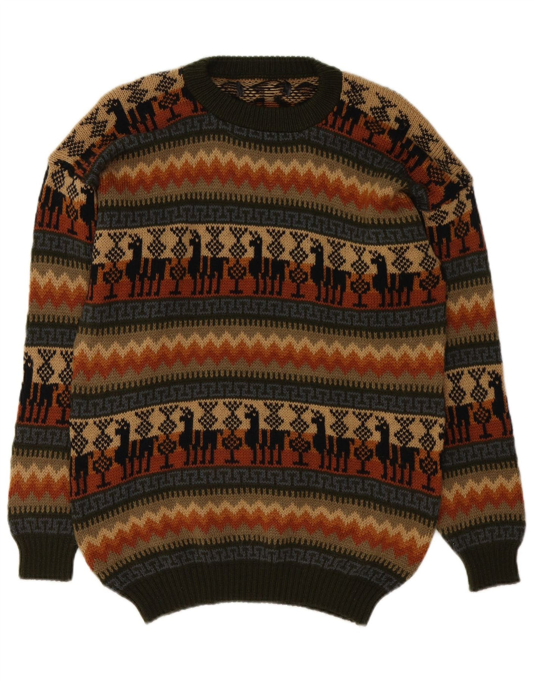 Maglione maglione girocollo da uomo vintage medio multicolore Fair Isle