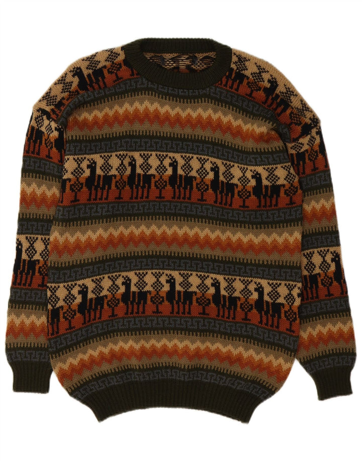 Maglione maglione girocollo da uomo vintage medio multicolore Fair Isle
