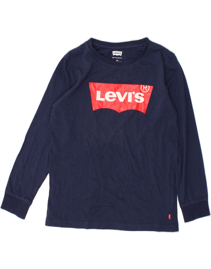 LEVI'S Boys Graphic Top Long Sleeve 11-12 Years Navy Blue Vintage Levi's and Second-Hand Levi's from Messina Hembry 