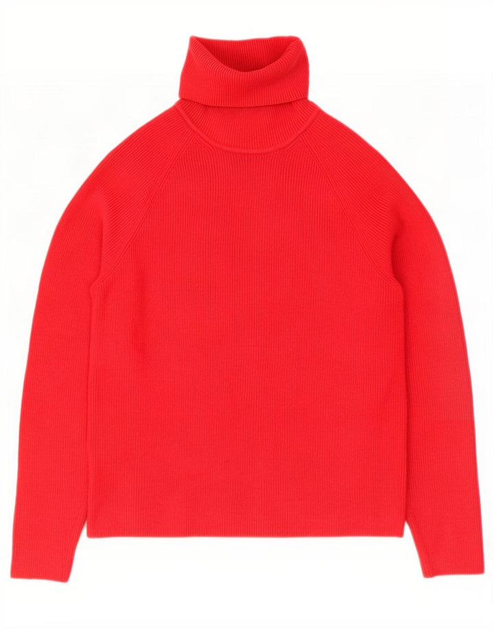 Maglione maglione a collo alto da donna Marks & Spencer UK 10 piccolo viscosa rossa