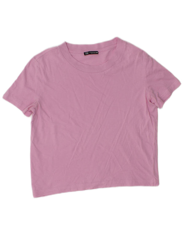 T-shirt corta da donna Zara UK 10 piccola rosa