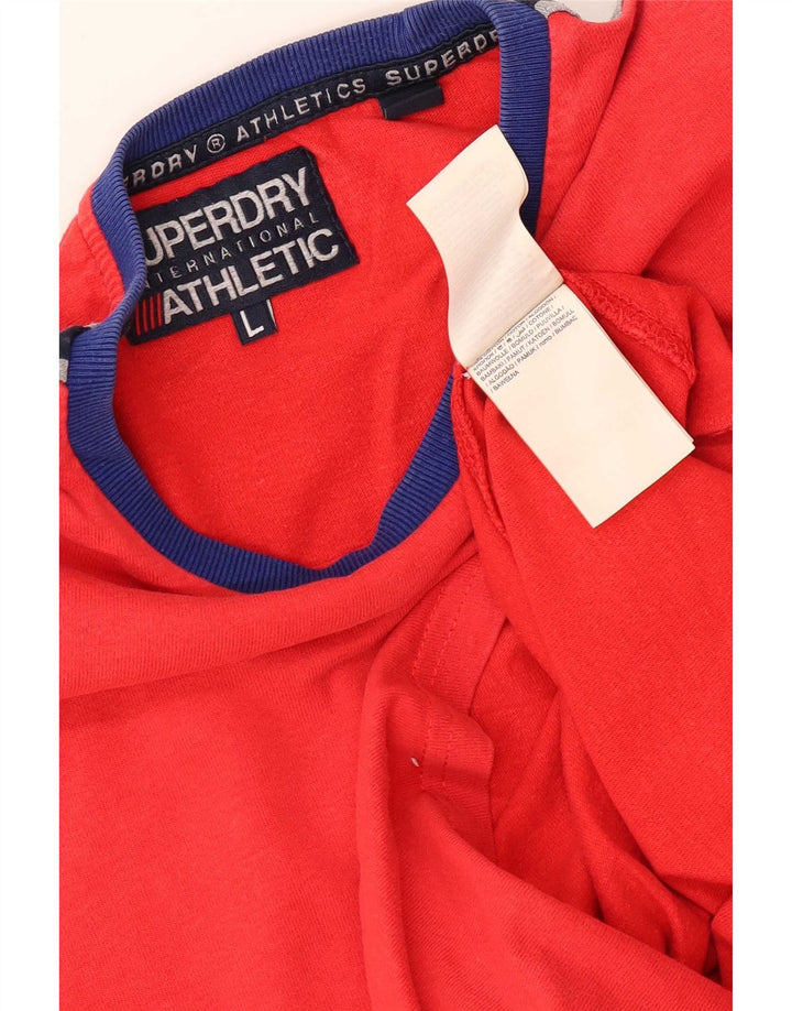 T-shirt grafica da uomo Superdry Top grande in cotone color block rosso