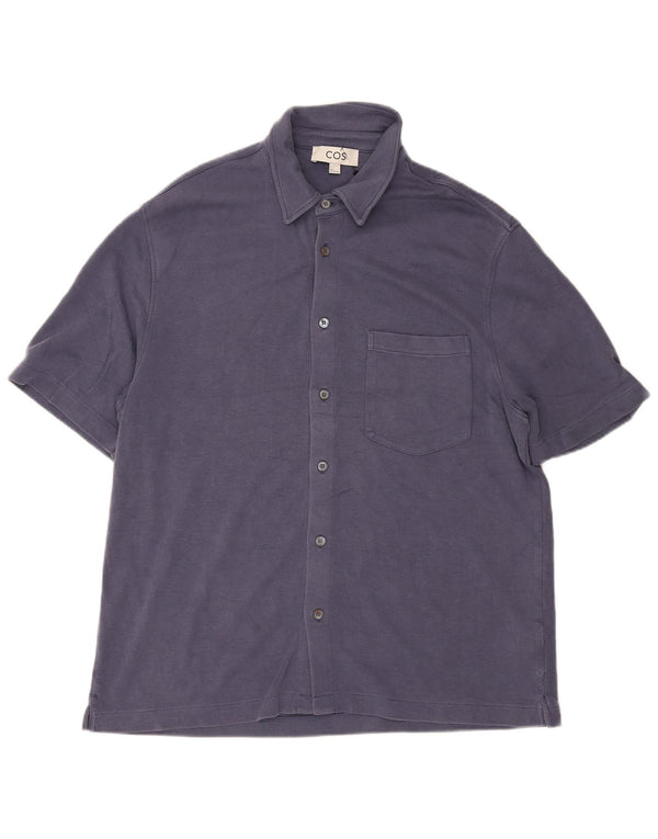 Camicia Cos da uomo a maniche corte grande in Lyocell blu navy