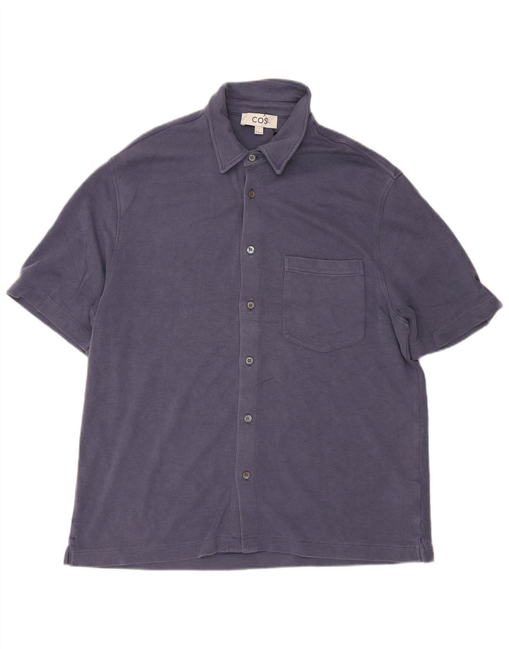 Camicia Cos da uomo a maniche corte grande in Lyocell blu navy