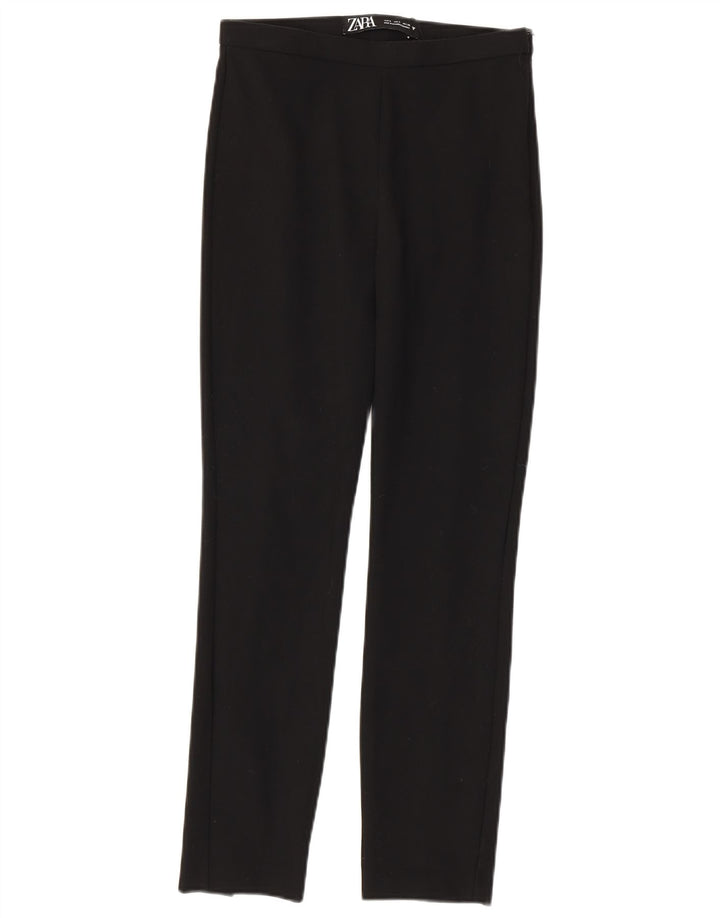 Pantaloni casual slim da donna ZARA piccoli W26 L27 poliestere nero