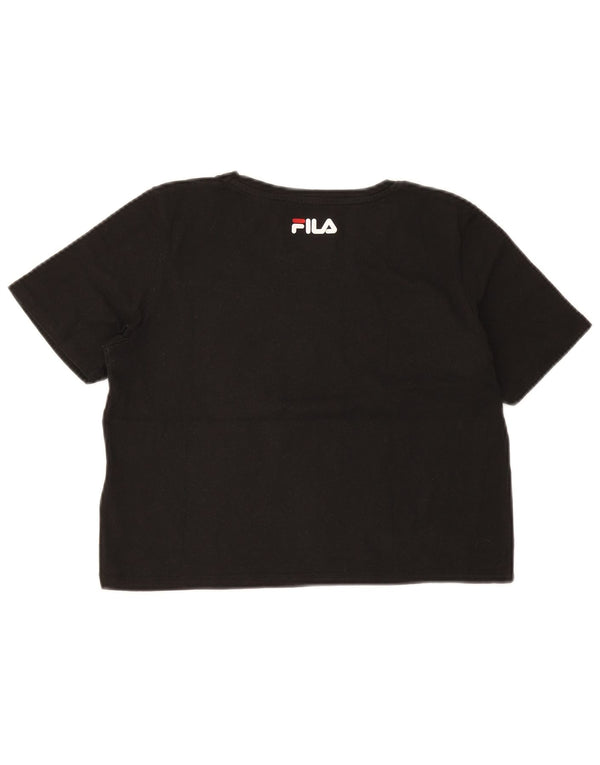T-shirt grafica corta da donna Fila Top UK 10 piccola cotone nero