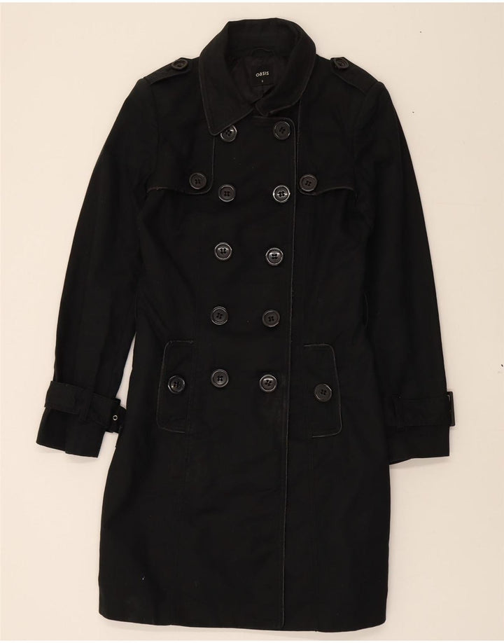 OASIS Womens Trench Coat UK 10 Small Black Cotton Vintage Oasis and Second-Hand Oasis from Messina Hembry 