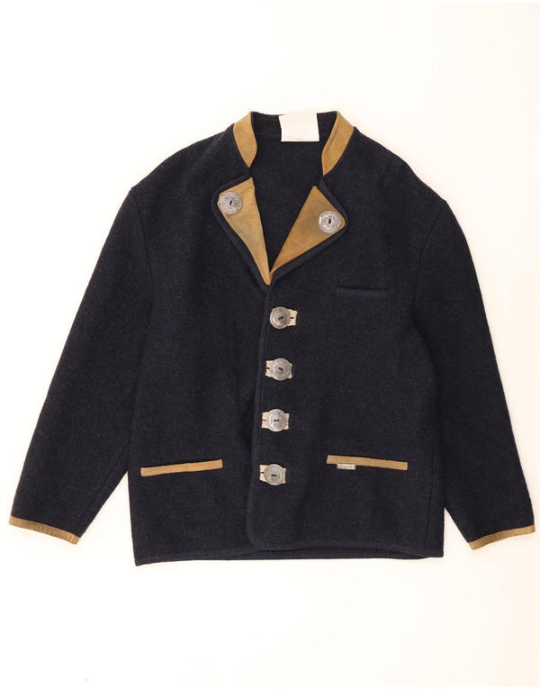 Giacca blazer da uomo a 4 bottoni Wesenjak UK 40 grande blu navy color block