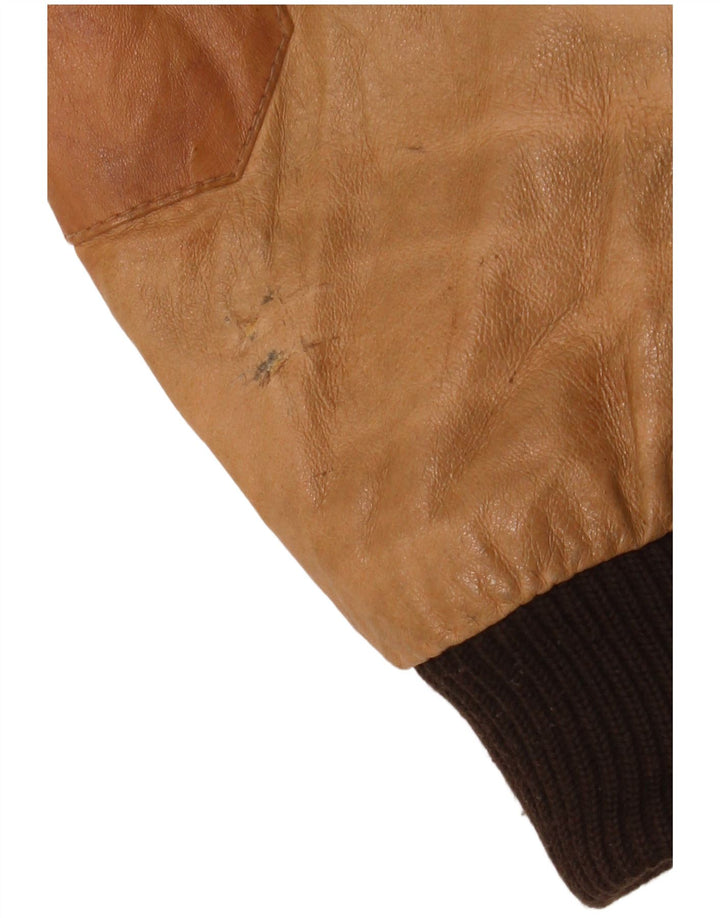 Giacca in pelle da uomo con cappuccio Bata IT 50 Large in pelle beige