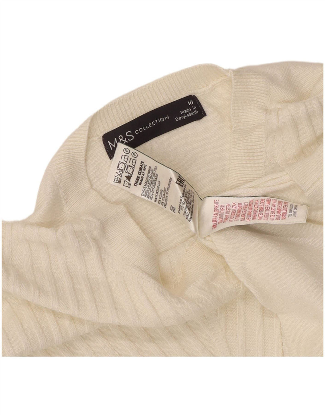 Maglione maglione girocollo corto da donna Marks & Spencer UK 10 piccolo bianco sporco