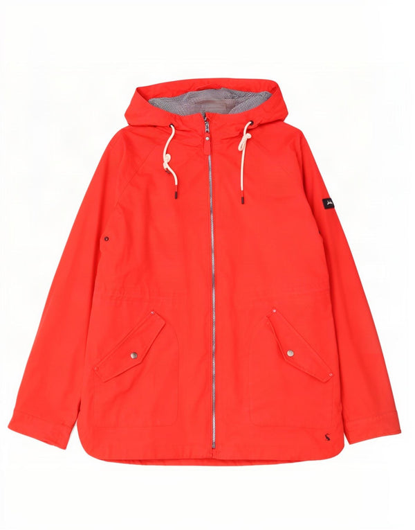Giacca antipioggia oversize con cappuccio da donna Joules UK 18 XL rosso cotone