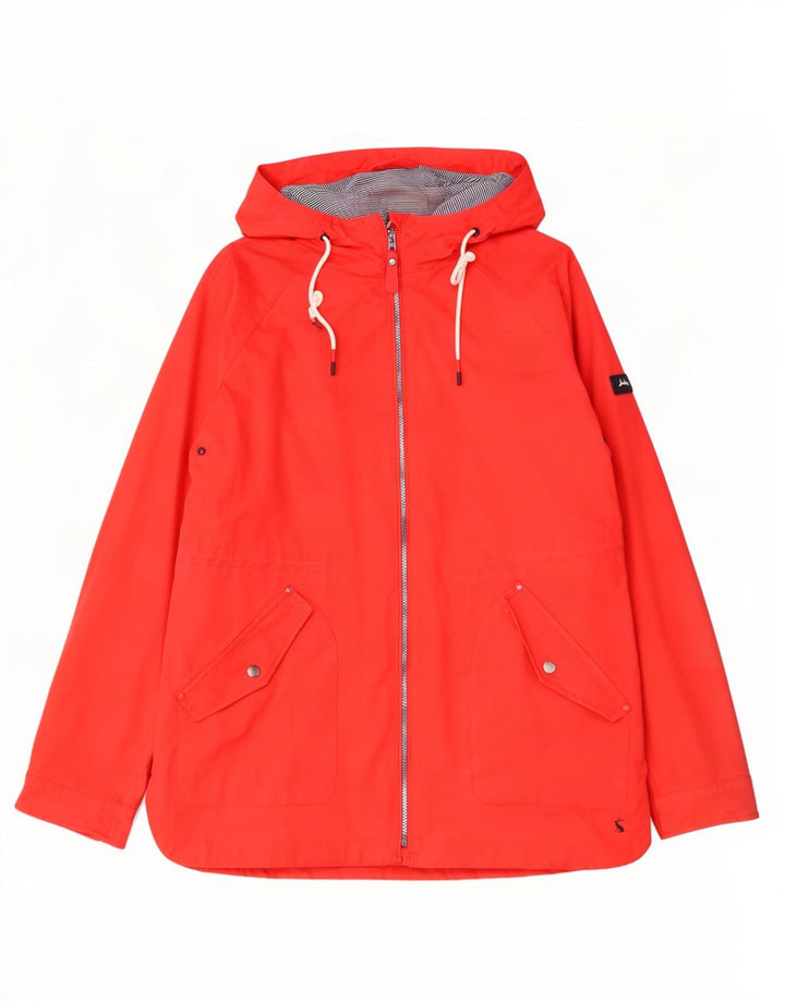 Giacca antipioggia oversize con cappuccio da donna Joules UK 18 XL rosso cotone