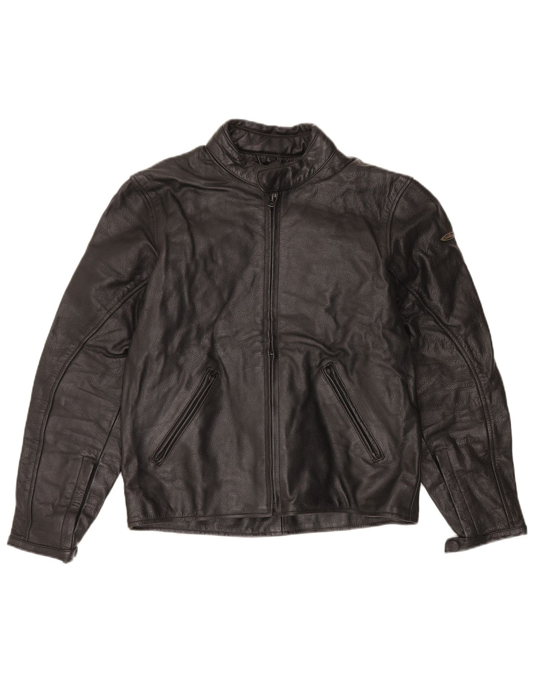 Giacca da corsa in pelle da donna vintage UK 16 grande nera
