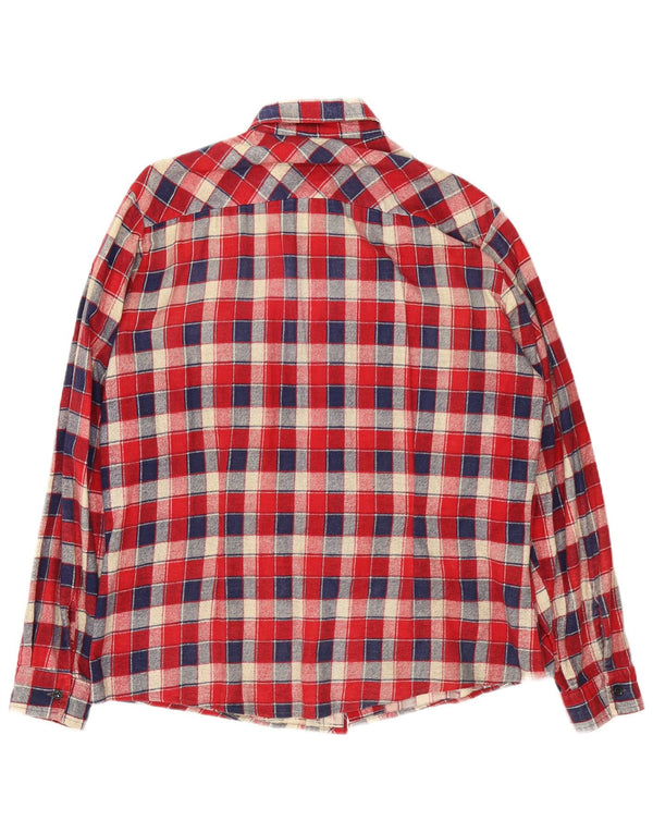 Camicia vintage da uomo in flanella taglia 42 16 1/2 grande cotone a quadri rossi