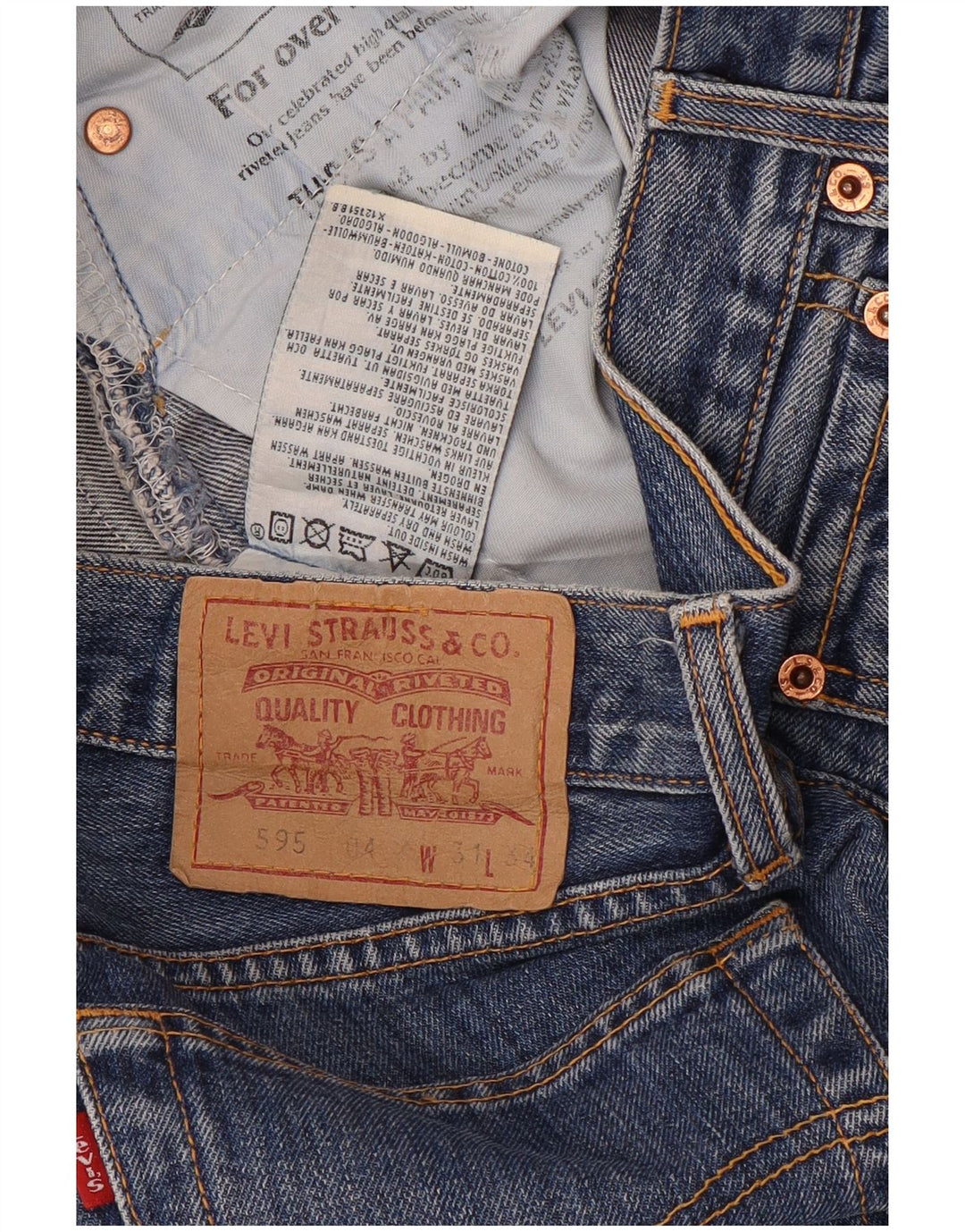 Jeans dritti Levi's 595 da donna W31 L34 cotone blu
