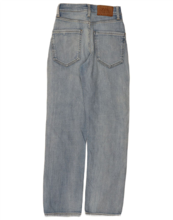 Jeans dritti invecchiati Zara da donna EU 32 2XS W22 L27 Blu