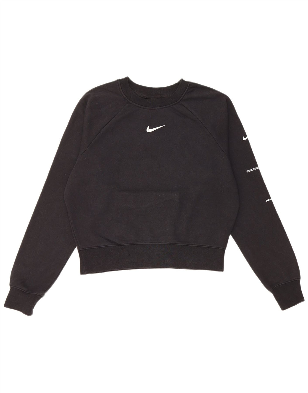 Felpa oversize corta Nike Swoosh da donna UK 10 piccola nera