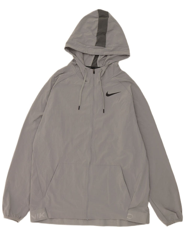 Giacca da tuta da uomo Nike Dri Fit con cappuccio, giacca grande, colore grigio