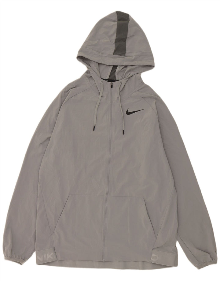 Giacca da tuta da uomo Nike Dri Fit con cappuccio, giacca grande, colore grigio