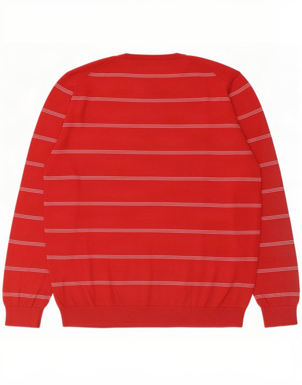 Massimo Dutti Maglione da uomo con scollo a V XL in cotone a righe rosse