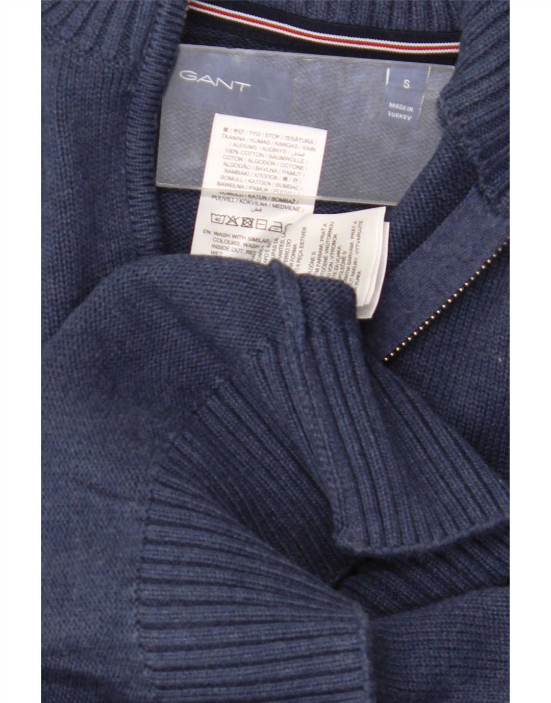 Gant Maglione da uomo con zip e collo piccolo in cotone blu navy