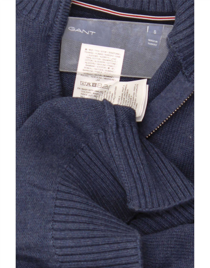 Gant Maglione da uomo con zip e collo piccolo in cotone blu navy