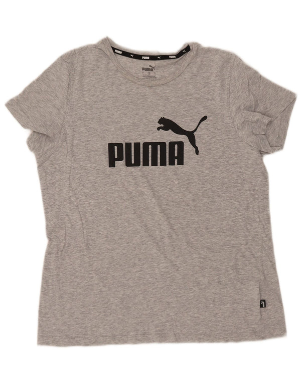 PUMA T-shirt grafica da donna Top UK 16 Large Grigio Cotone