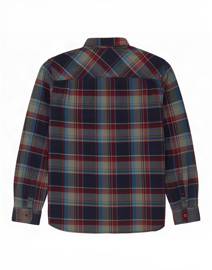 Camicia da uomo in flanella di White Stuff in cotone scozzese medio blu navy