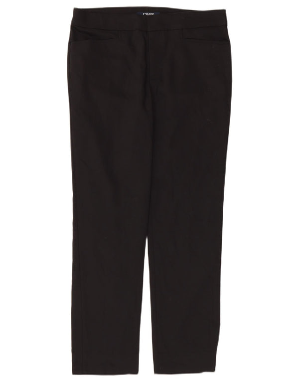 Pantaloni da abito dritti Petite da donna Chaps US 8 Medium W32 L28 Cotone nero