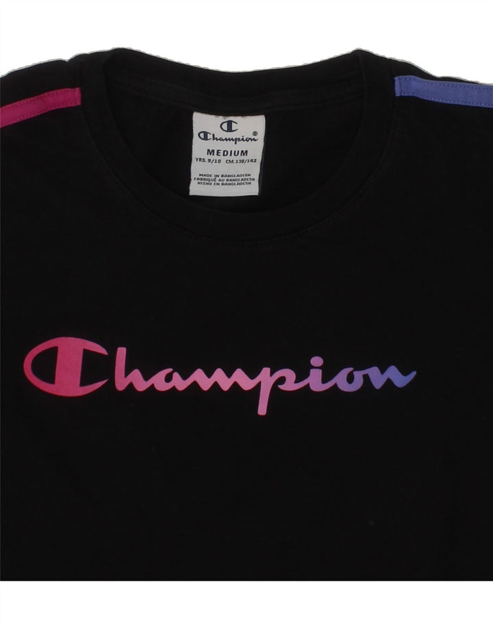CHAMPION Girls Graphic T-Shirt Top 9-10 Years Medium Black Vintage Champion and Second-Hand Champion from Messina Hembry 
