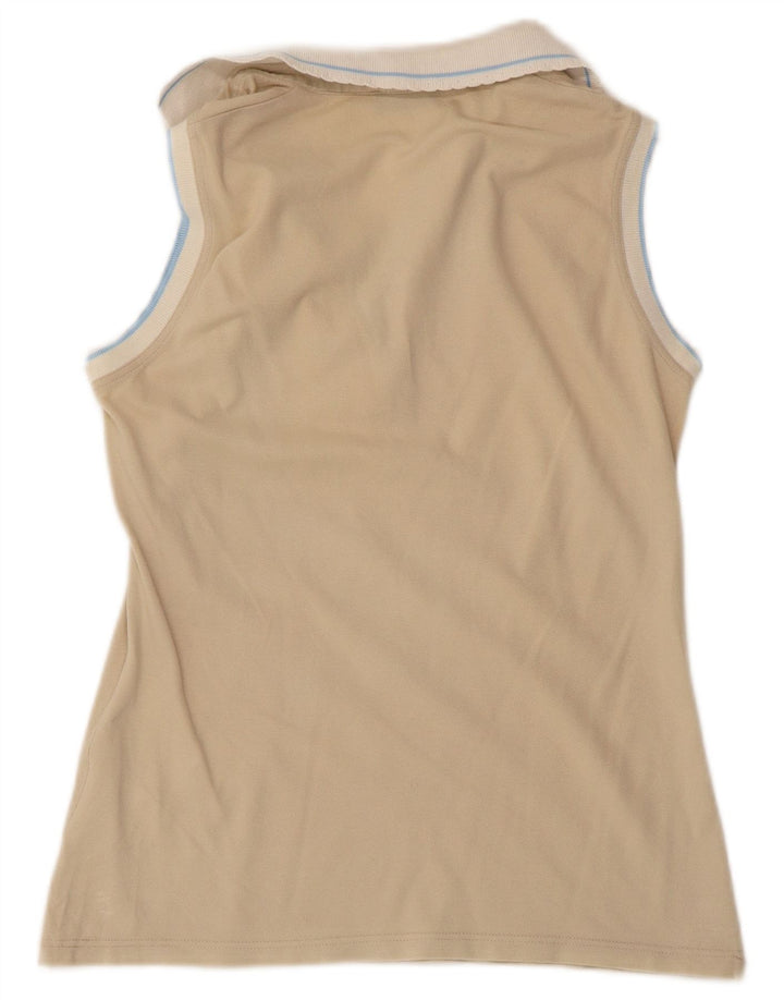 Polo da donna FRED PERRY con volant sul davanti UK 14 Large Beige Colourblock