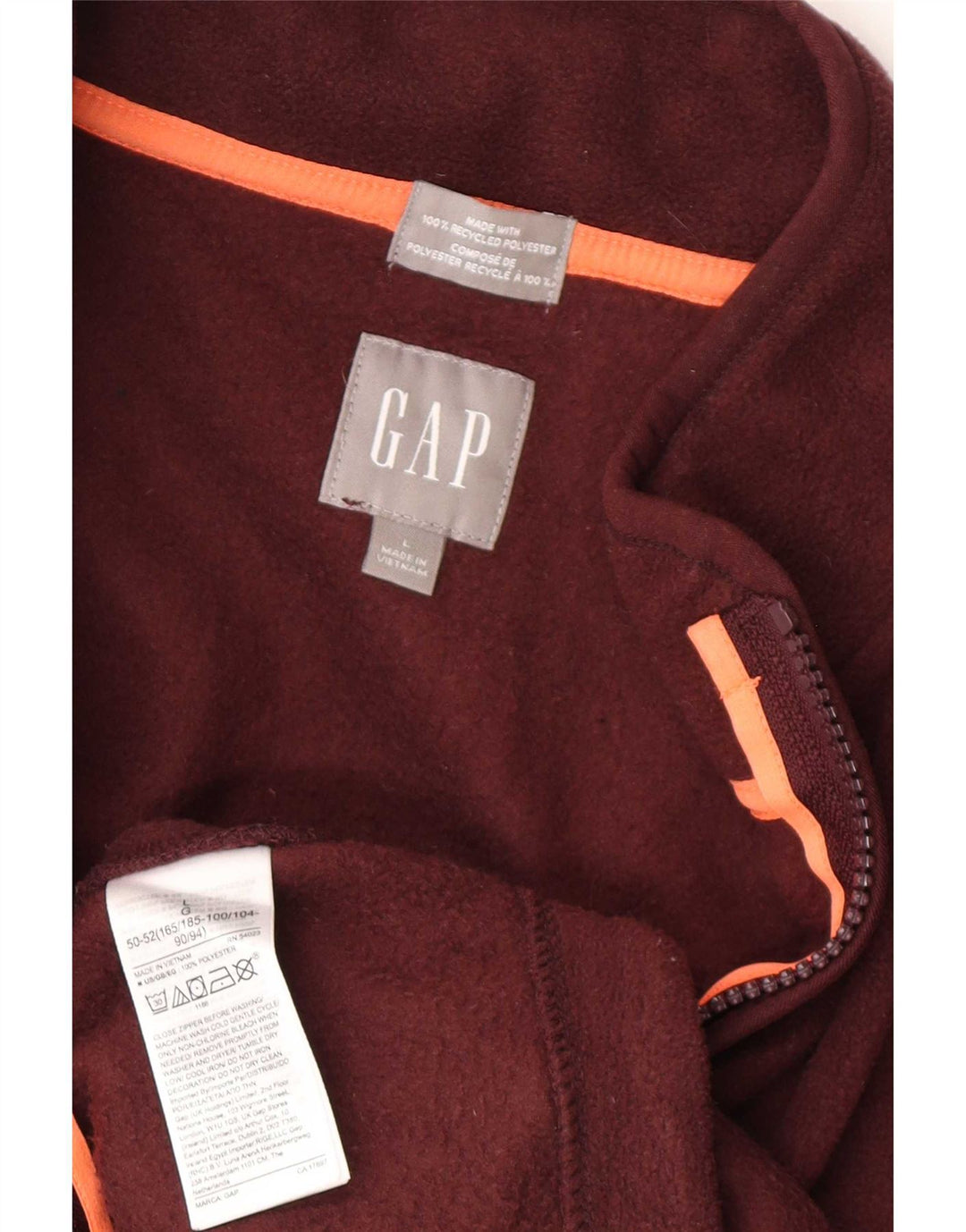 Maglione in pile da uomo con zip e collo Gap, grande, in poliestere bordeaux
