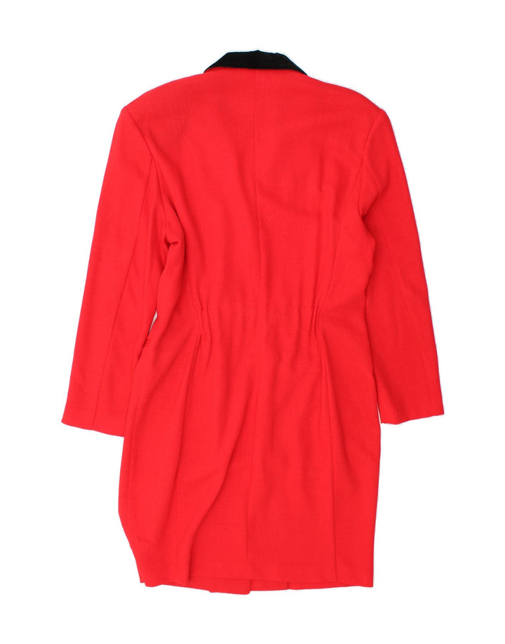 VINTAGE Womens Longline Double Breasted Blazer Jacket UK 14 Large Red Wool Vintage Vintage and Second-Hand Vintage from Messina Hembry 