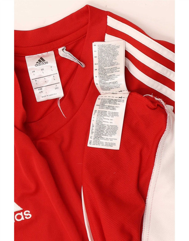 T-shirt grafica Adidas Climalite da uomo, grande, in poliestere rosso