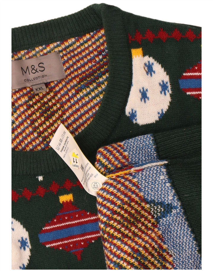 Maglione maglione girocollo da uomo Marks & Spencer 2XL Verde Fair Isle
