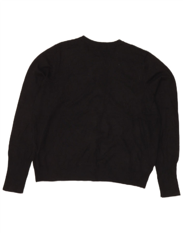 MARKS & SPENCER Maglione cardigan corto da donna UK 16 Grande viscosa nera
