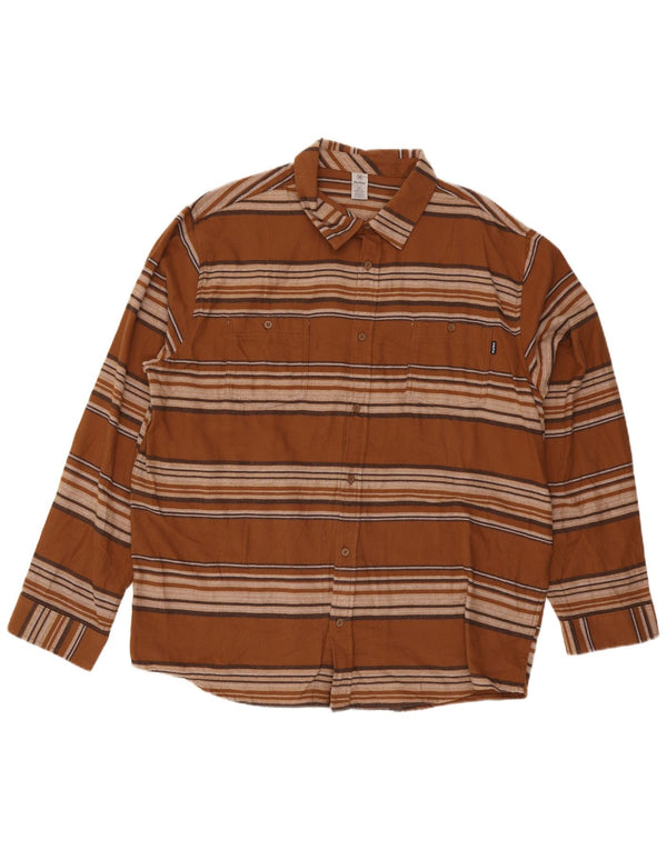 Camicia in flanella da uomo Hurley 2XL a righe marroni
