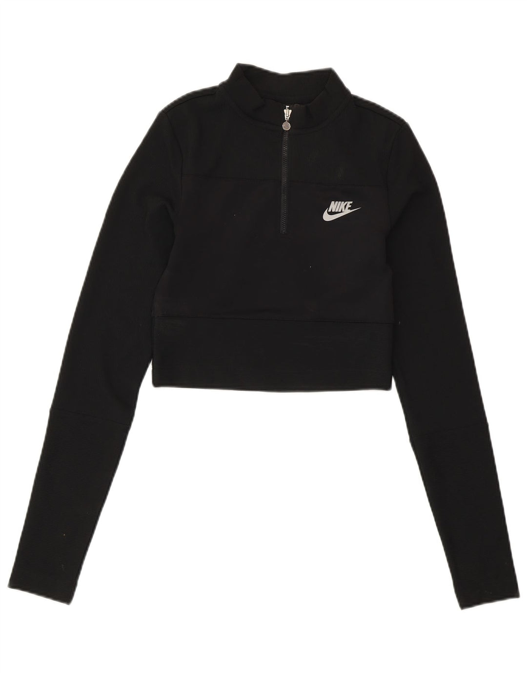 Felpa NIKE da donna con collo corto e zip, maglione UK 4 XS poliestere nero