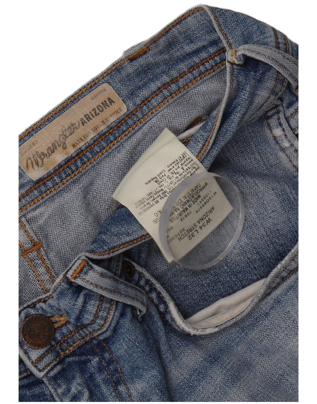 Pantaloncini di jeans invecchiati da uomo Wrangler W34 grande cotone blu