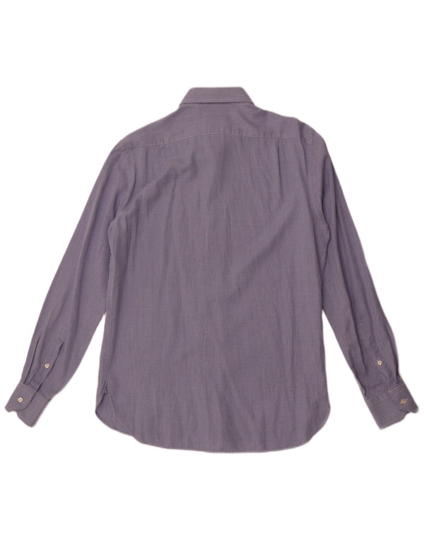 Camicia da uomo su misura Boggi taglia 40 15 3/4 cotone geometrico blu medio