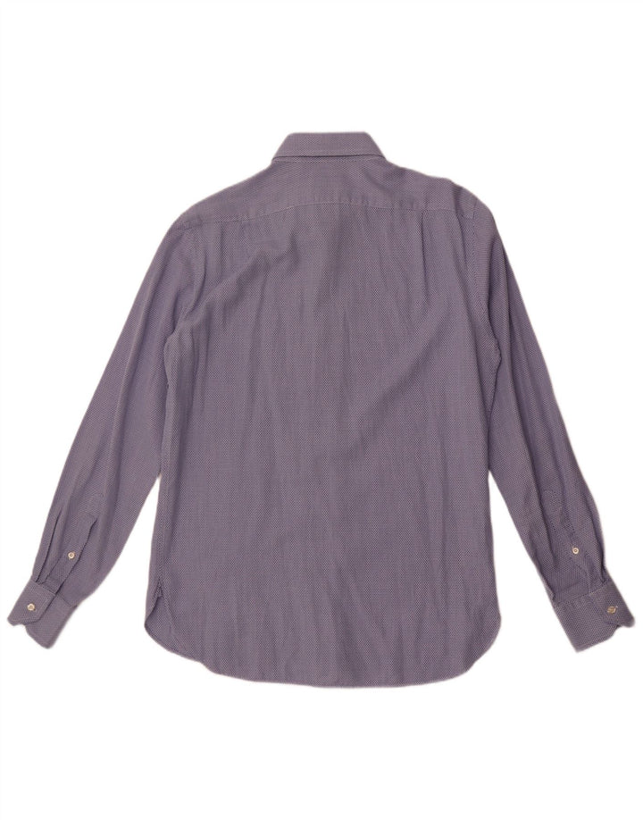 Camicia da uomo su misura Boggi taglia 40 15 3/4 cotone geometrico blu medio