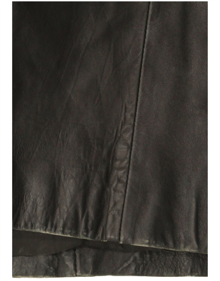 Cappotto in pelle vintage da donna UK 18 XL in pelle nera