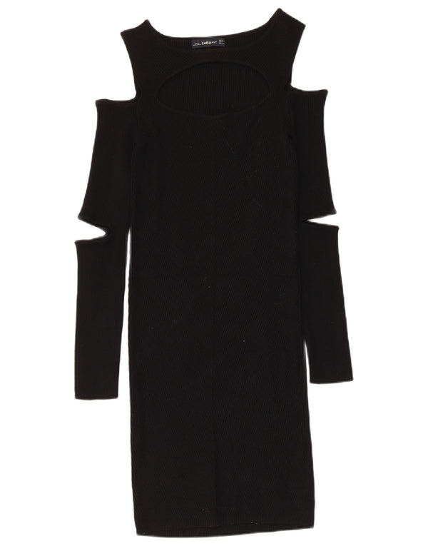 Vestito aderente da donna Zara con spalle scoperte UK 12 Viscosa nera media