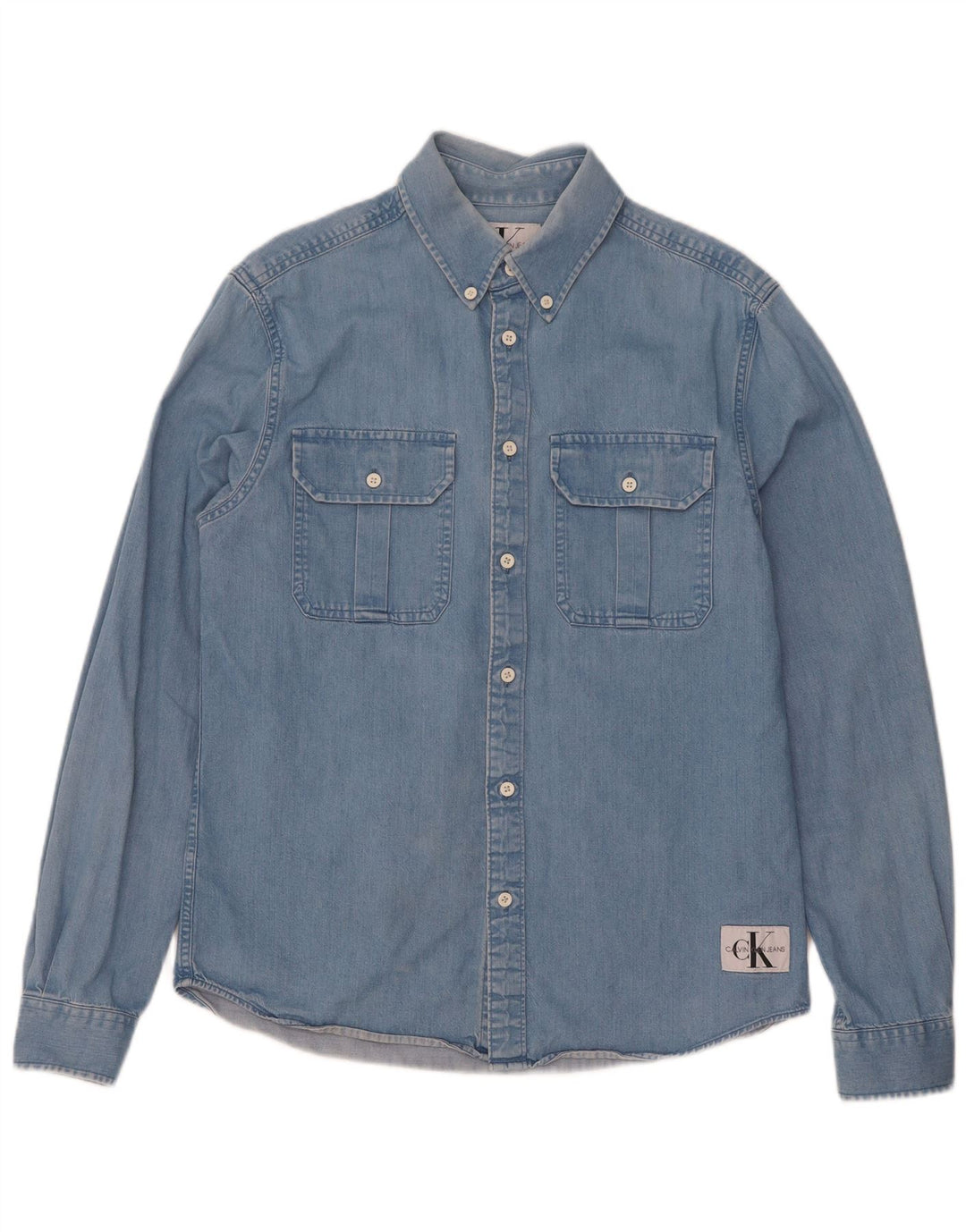 Camicia di jeans vestibilità regolare da uomo Calvin Klein Jeans in cotone blu medio