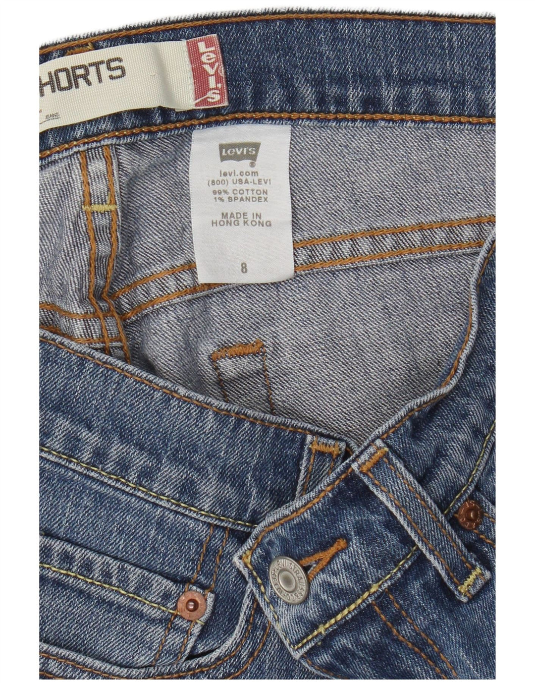 Pantaloncini di jeans Levi's 515 da donna US 8 medi W30 cotone blu