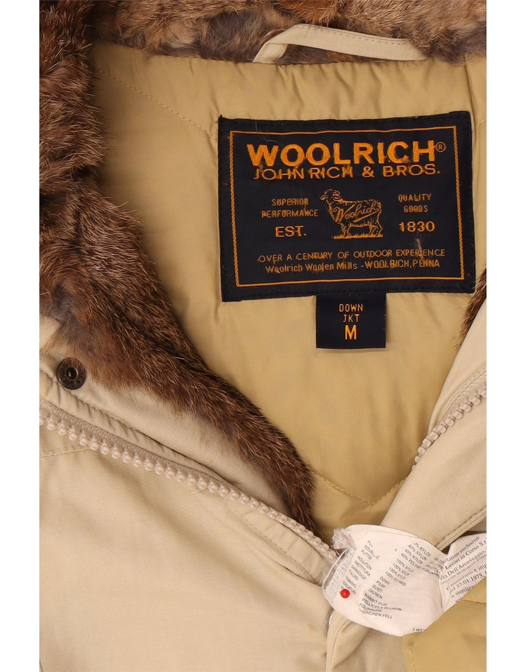 Cappotto imbottito con cappuccio da donna Woolrich UK 12 Cotone beige medio
