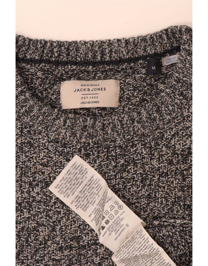 Maglione maglione girocollo da uomo Jack & Jones in cotone screziato grigio medio