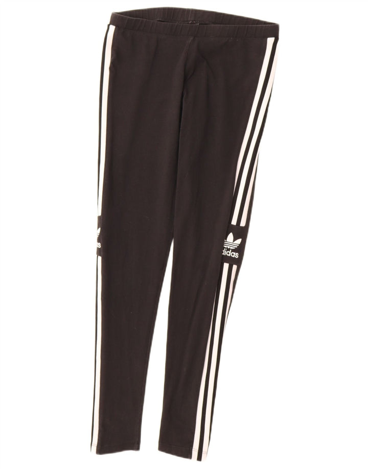 ADIDAS Womens Graphic Leggings UK 12 Medium  Black Cotton