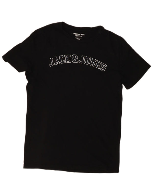 T-shirt grafica da uomo con vestibilità regolare Jack & Jones, cotone medio nero