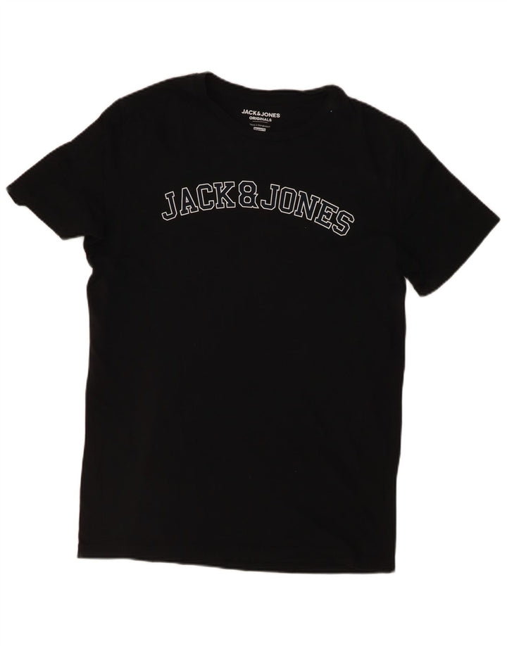 T-shirt grafica da uomo con vestibilità regolare Jack & Jones, cotone medio nero